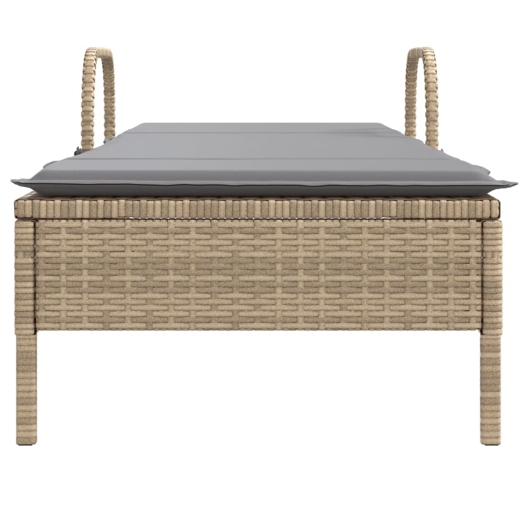 Ligbed met wielen en kussen poly rattan beige is nu te koop bij PeponiXL, paradijselijk wonen!