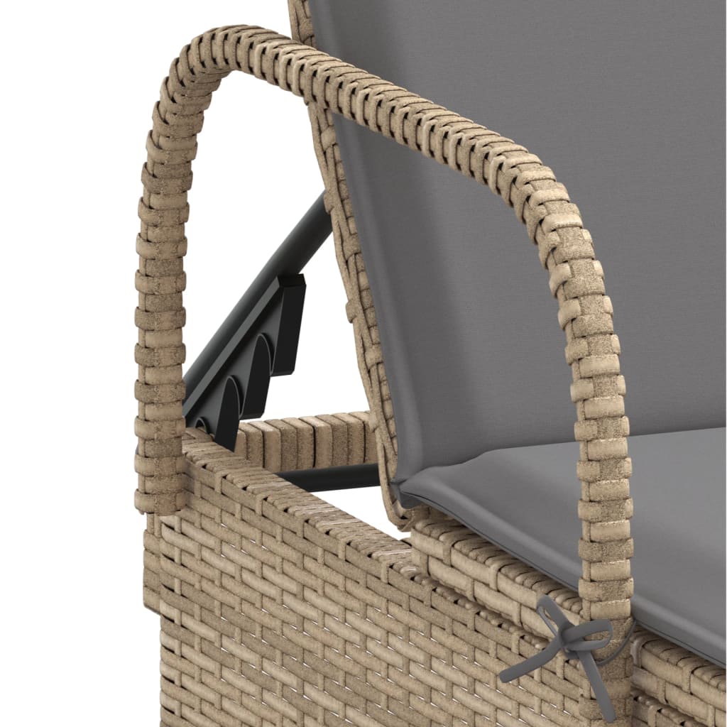 Ligbed met wielen en kussen poly rattan beige is nu te koop bij PeponiXL, paradijselijk wonen!