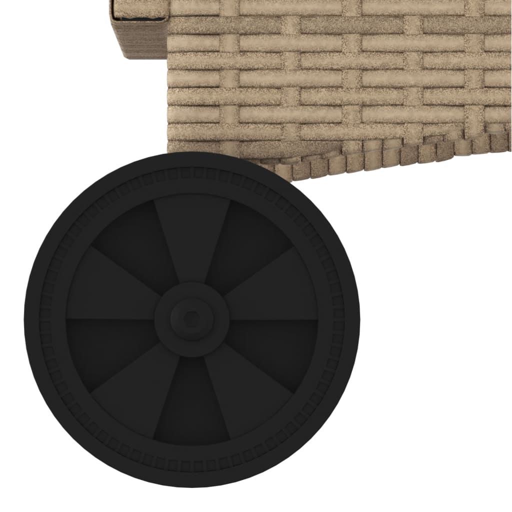 Ligbed met wielen en kussen poly rattan beige is nu te koop bij PeponiXL, paradijselijk wonen!