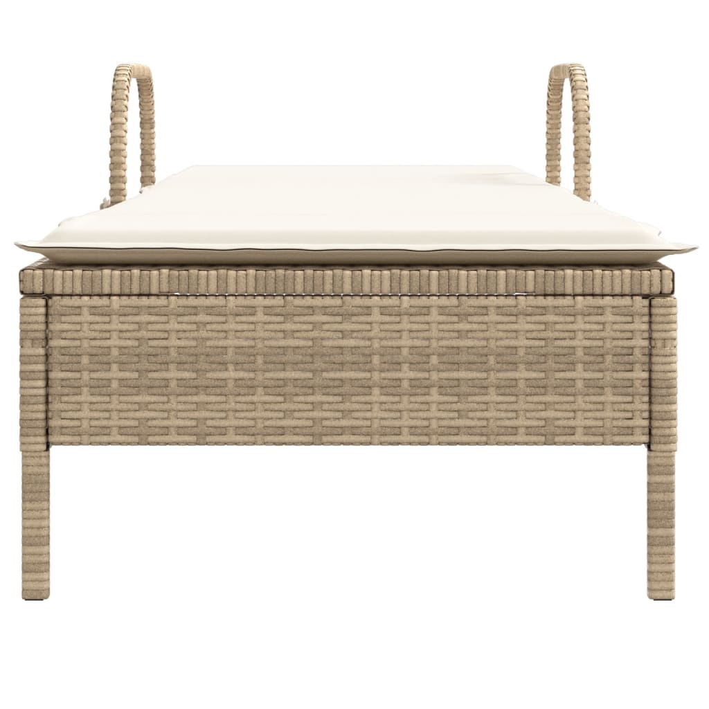 Ligbed met wielen en kussen poly rattan beige is nu te koop bij PeponiXL, paradijselijk wonen!
