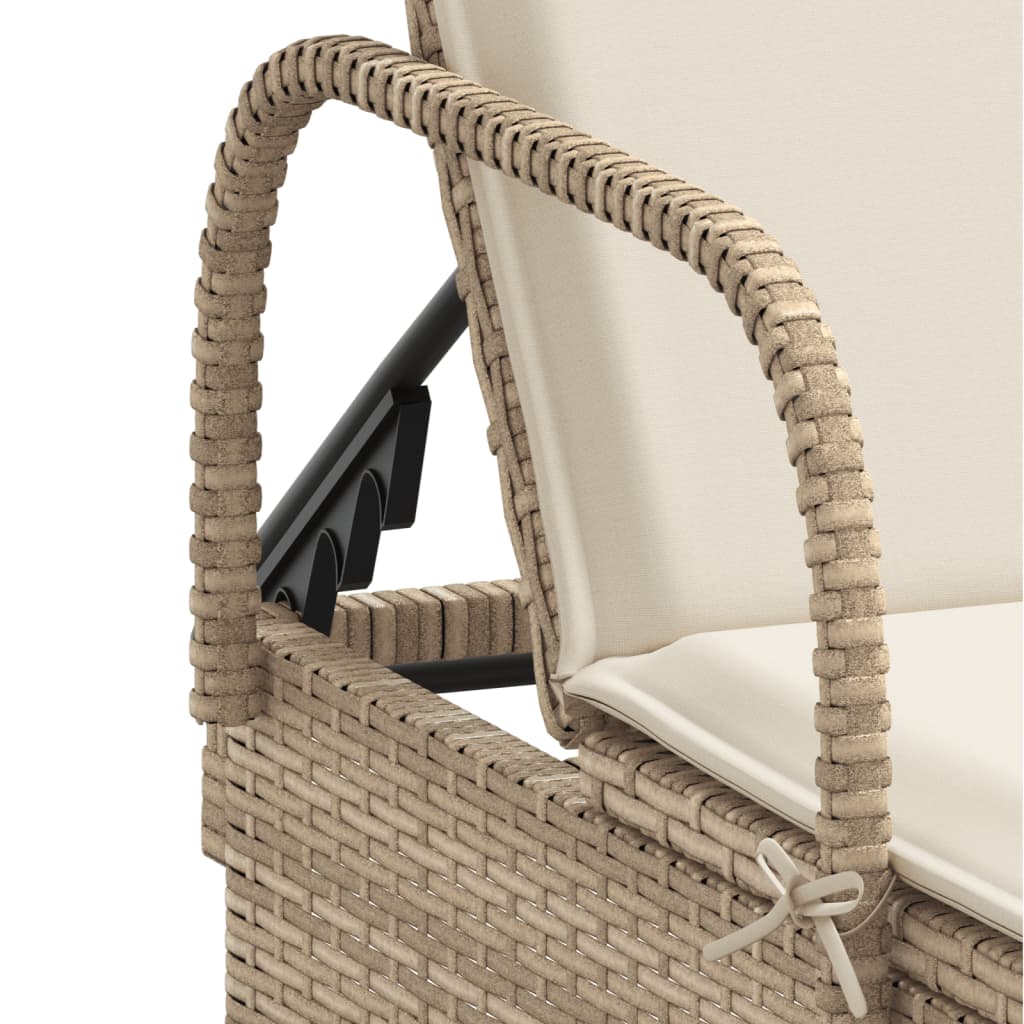 Ligbed met wielen en kussen poly rattan beige is nu te koop bij PeponiXL, paradijselijk wonen!