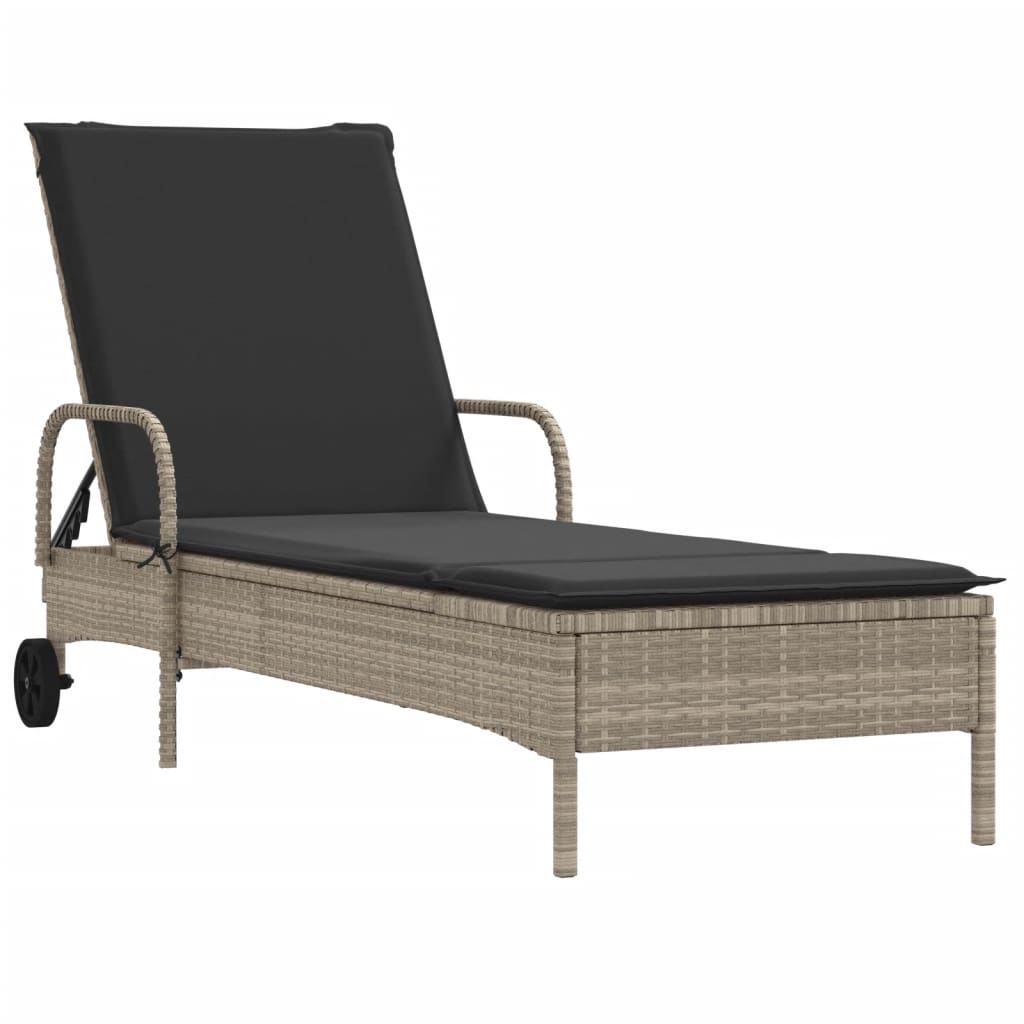 Ligbed met wielen en kussens poly rattan lichtgrijs is nu te koop bij PeponiXL, paradijselijk wonen!