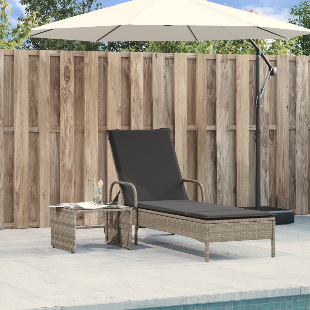 Ligbed met wielen en kussens poly rattan lichtgrijs is nu te koop bij PeponiXL, paradijselijk wonen!