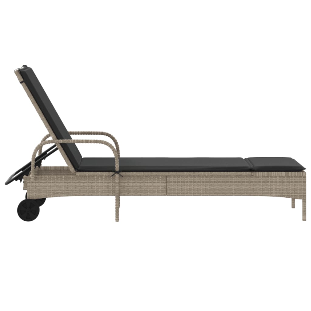 Ligbed met wielen en kussens poly rattan lichtgrijs is nu te koop bij PeponiXL, paradijselijk wonen!