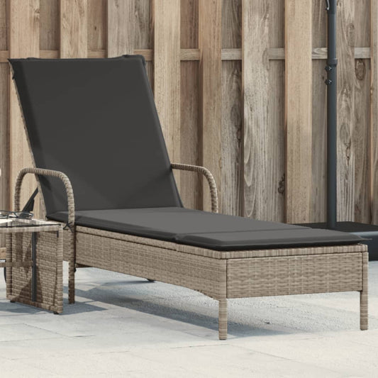 Ligbed met wielen en kussens poly rattan lichtgrijs is nu te koop bij PeponiXL, paradijselijk wonen!