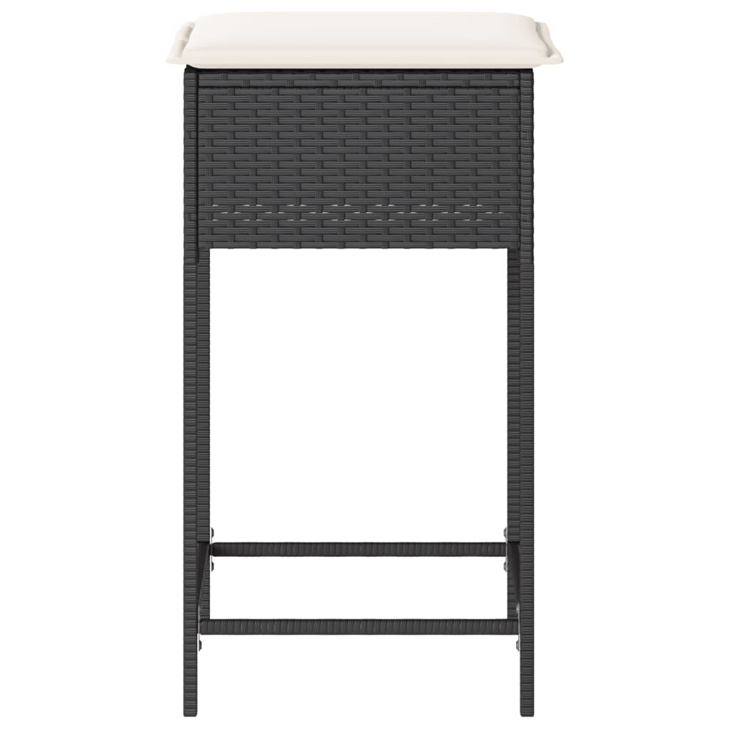 Tuinbarkrukken met kussens 2 st poly rattan zwart is nu te koop bij PeponiXL, paradijselijk wonen!