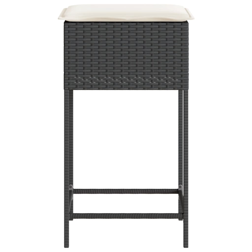 Tuinbarkrukken met kussens 2 st poly rattan zwart is nu te koop bij PeponiXL, paradijselijk wonen!