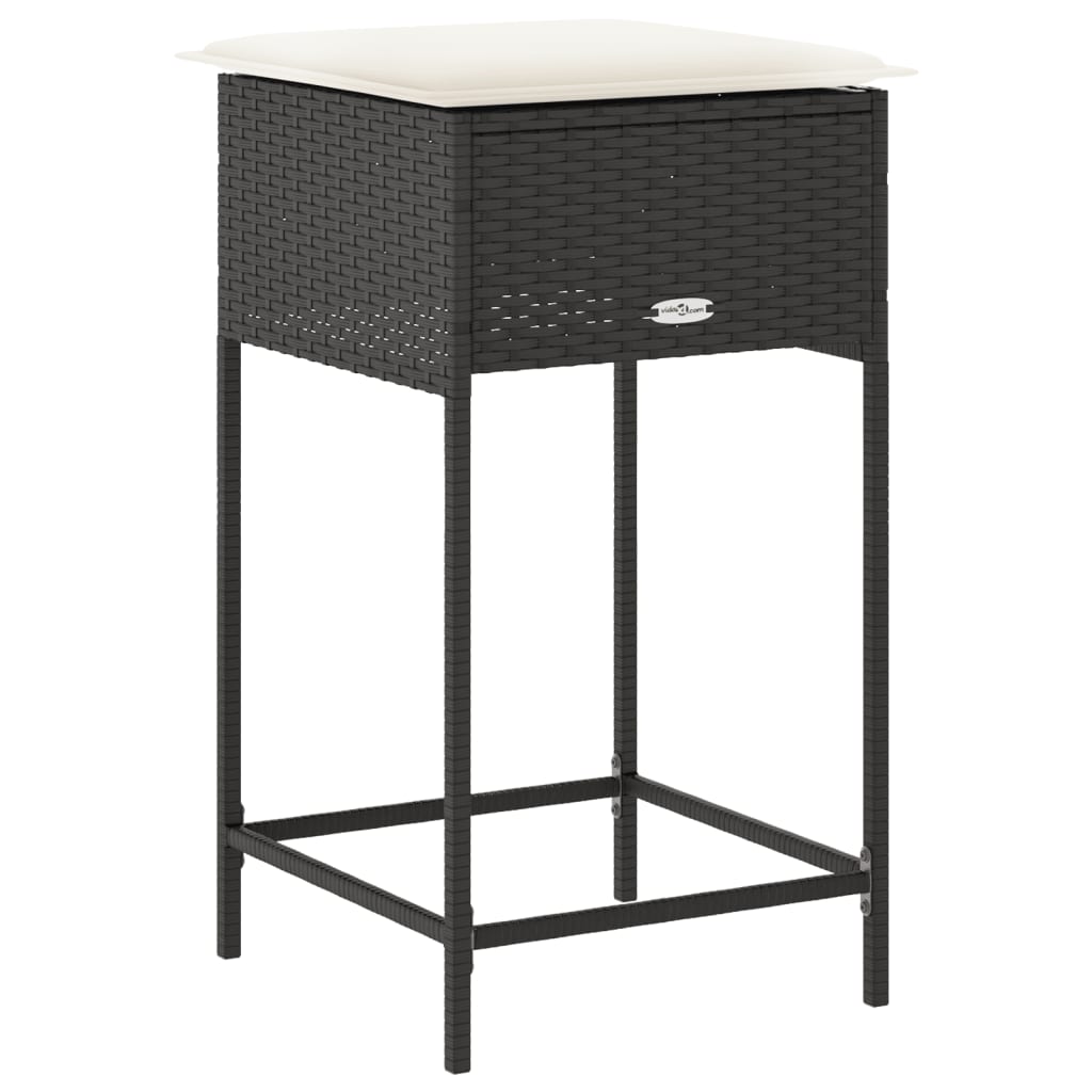 Tuinbarkrukken met kussens 2 st poly rattan zwart is nu te koop bij PeponiXL, paradijselijk wonen!