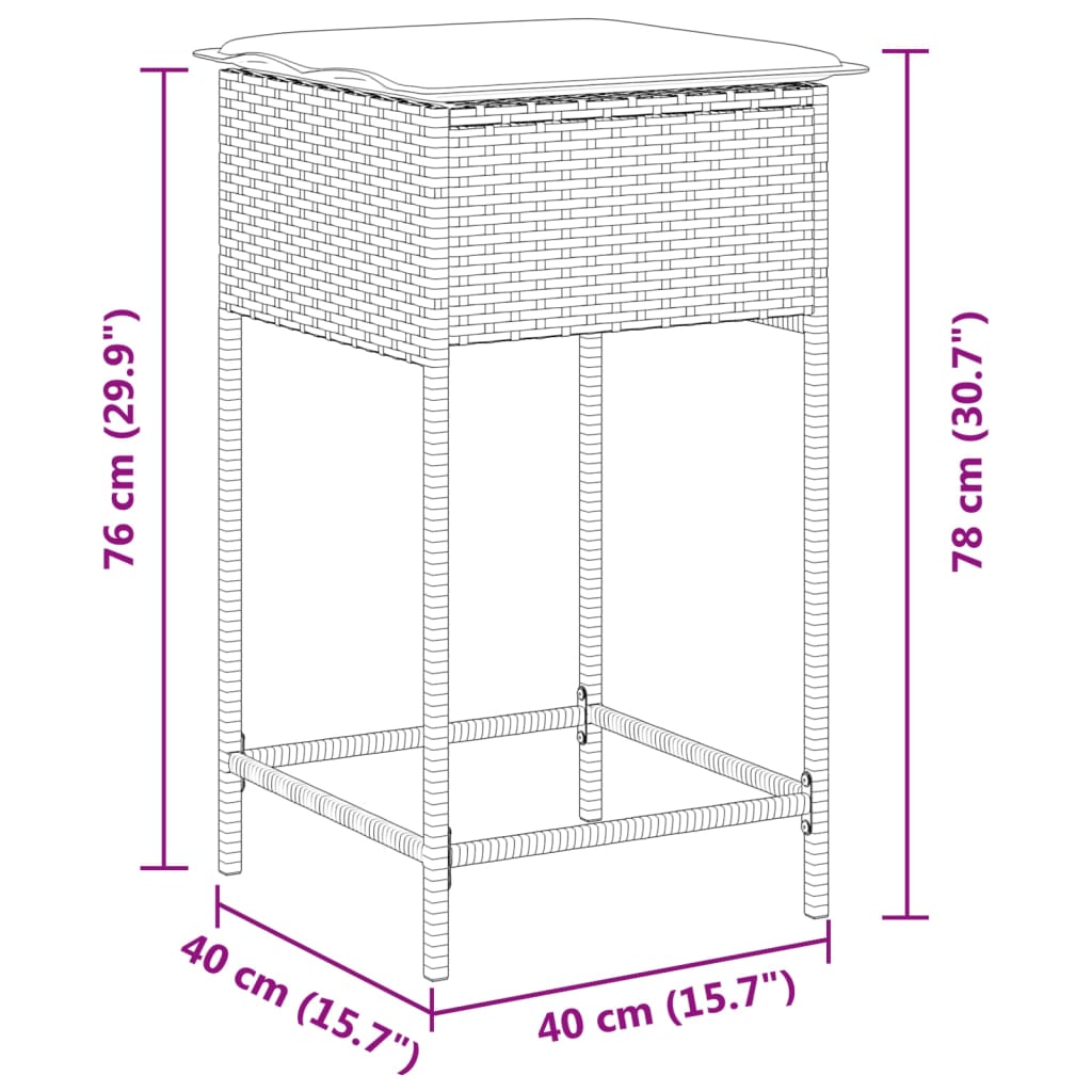 Tuinbarkrukken met kussens 2 st poly rattan zwart is nu te koop bij PeponiXL, paradijselijk wonen!