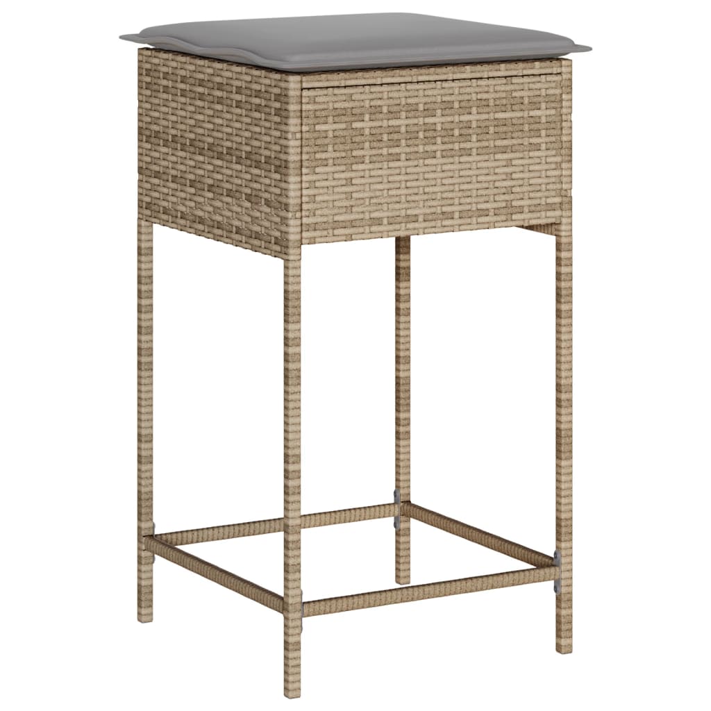 Tuinbarkrukken 2 st met kussens poly rattan beige is nu te koop bij PeponiXL, paradijselijk wonen!