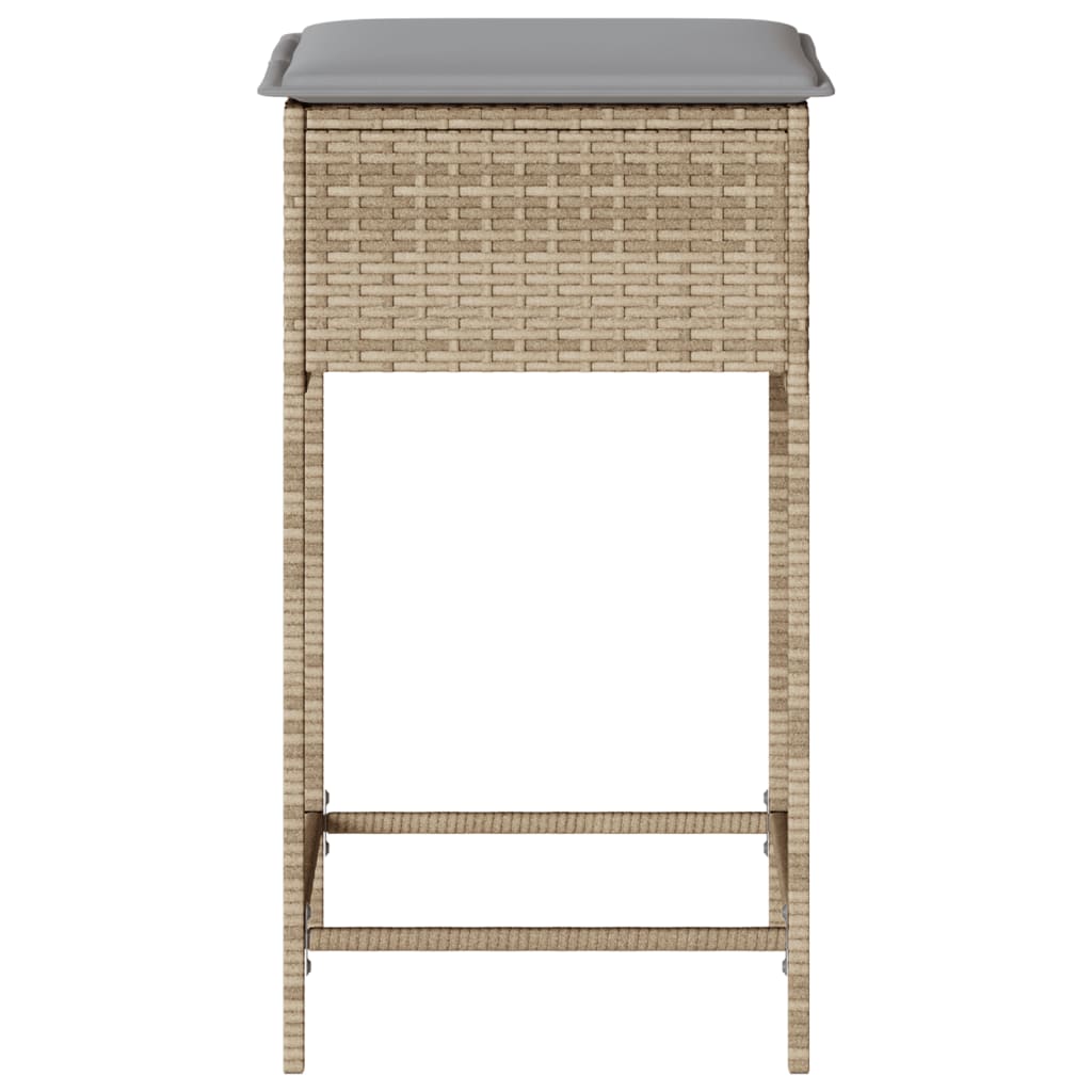 Tuinbarkrukken 2 st met kussens poly rattan beige is nu te koop bij PeponiXL, paradijselijk wonen!