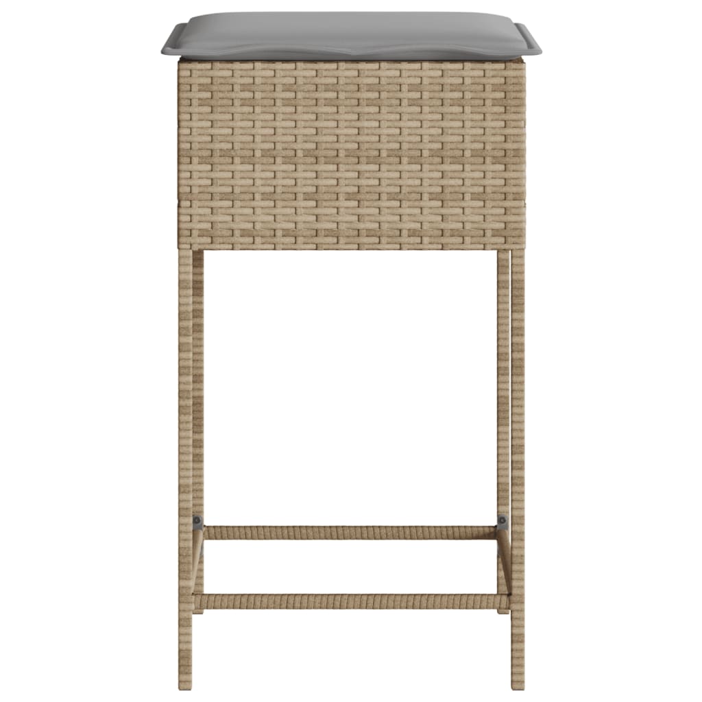 Tuinbarkrukken 2 st met kussens poly rattan beige is nu te koop bij PeponiXL, paradijselijk wonen!