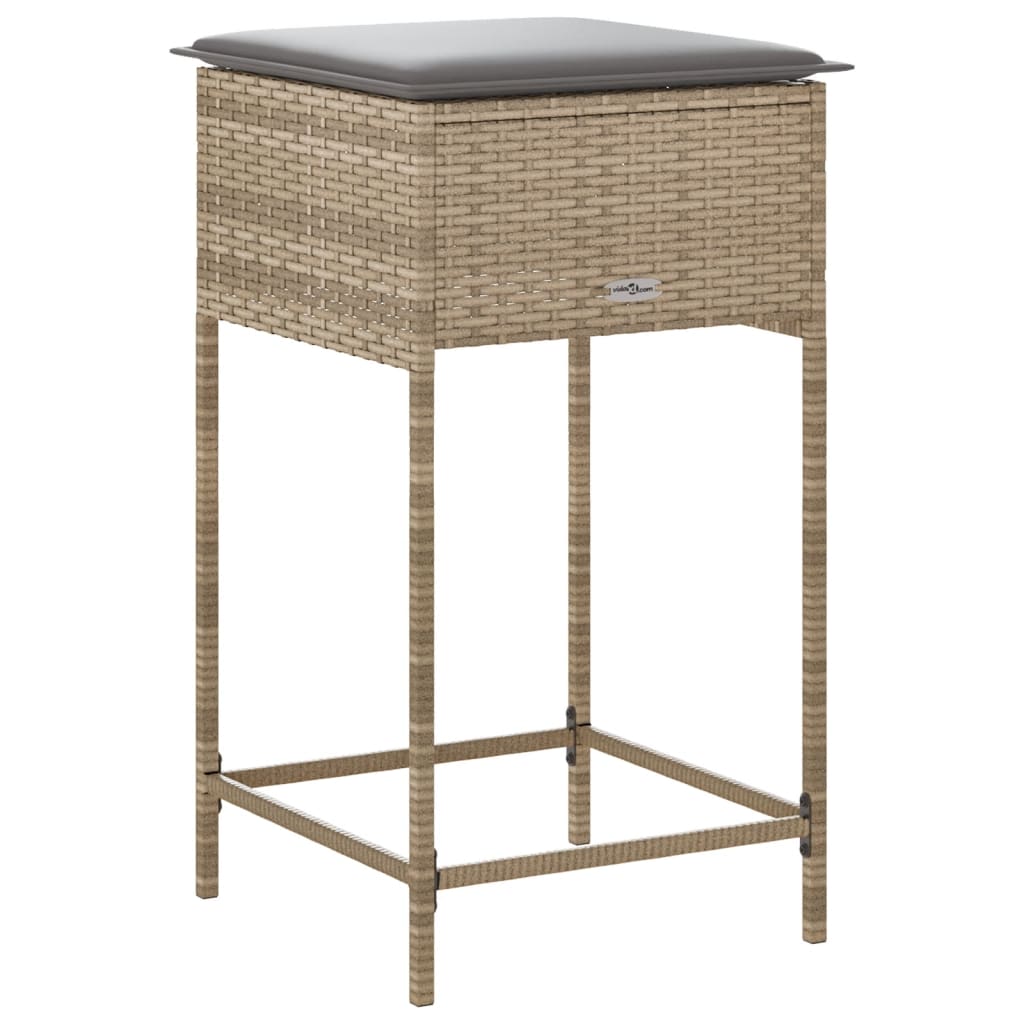 Tuinbarkrukken 2 st met kussens poly rattan beige is nu te koop bij PeponiXL, paradijselijk wonen!