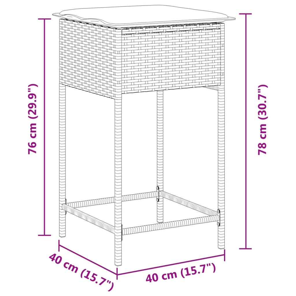 Tuinbarkrukken 2 st met kussens poly rattan beige is nu te koop bij PeponiXL, paradijselijk wonen!