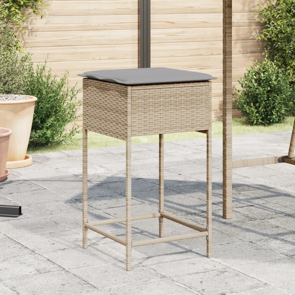Tuinbarkrukken 2 st met kussens poly rattan beige is nu te koop bij PeponiXL, paradijselijk wonen!