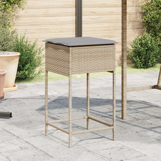 Tuinbarkrukken 2 st met kussens poly rattan beige is nu te koop bij PeponiXL, paradijselijk wonen!