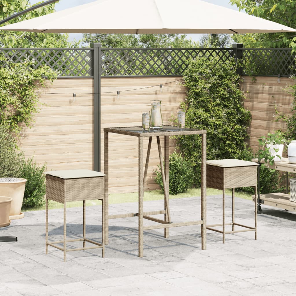 Tuinbarkrukken 2 st met kussens poly rattan beige is nu te koop bij PeponiXL, paradijselijk wonen!