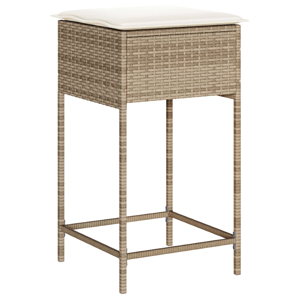 Tuinbarkrukken 2 st met kussens poly rattan beige is nu te koop bij PeponiXL, paradijselijk wonen!