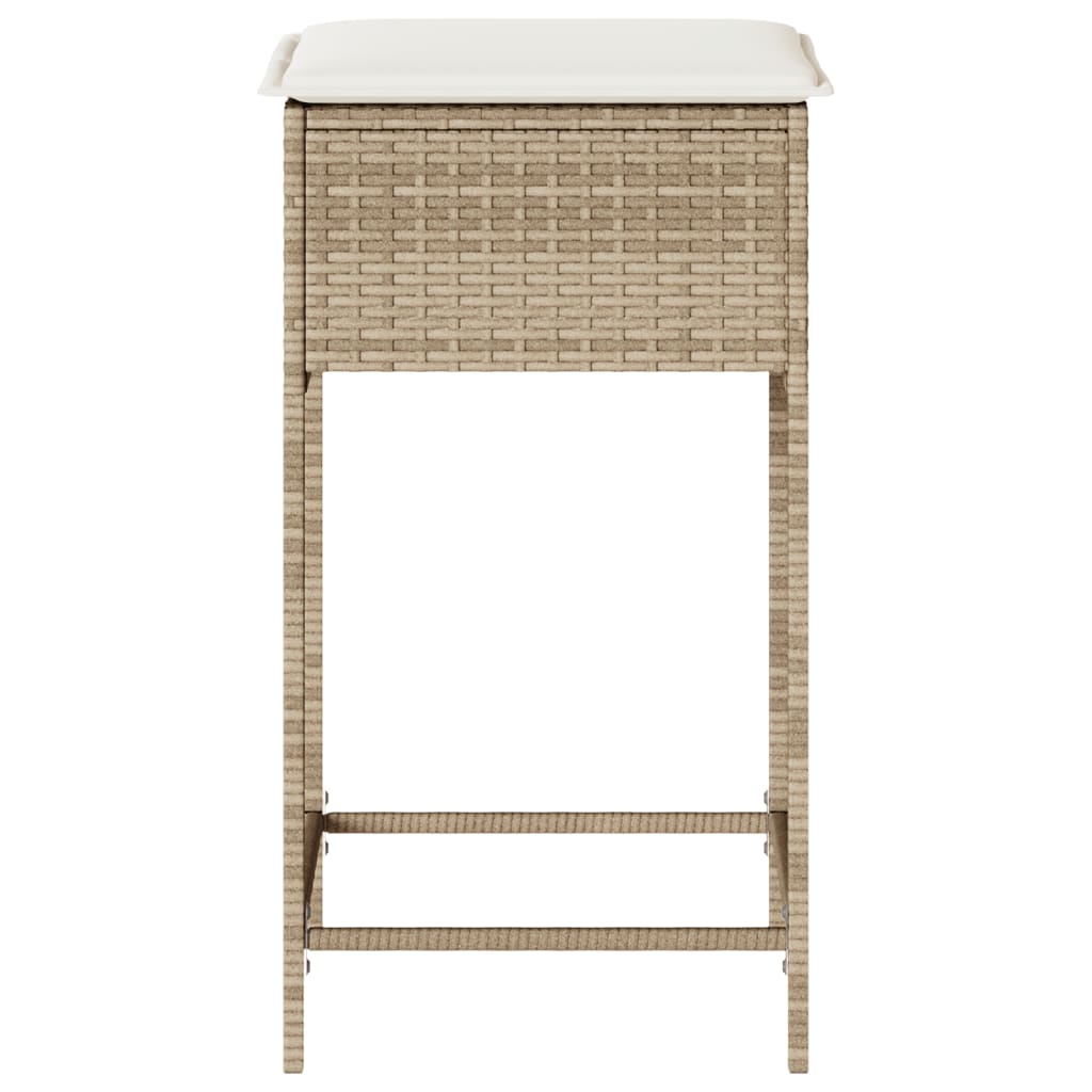 Tuinbarkrukken 2 st met kussens poly rattan beige is nu te koop bij PeponiXL, paradijselijk wonen!