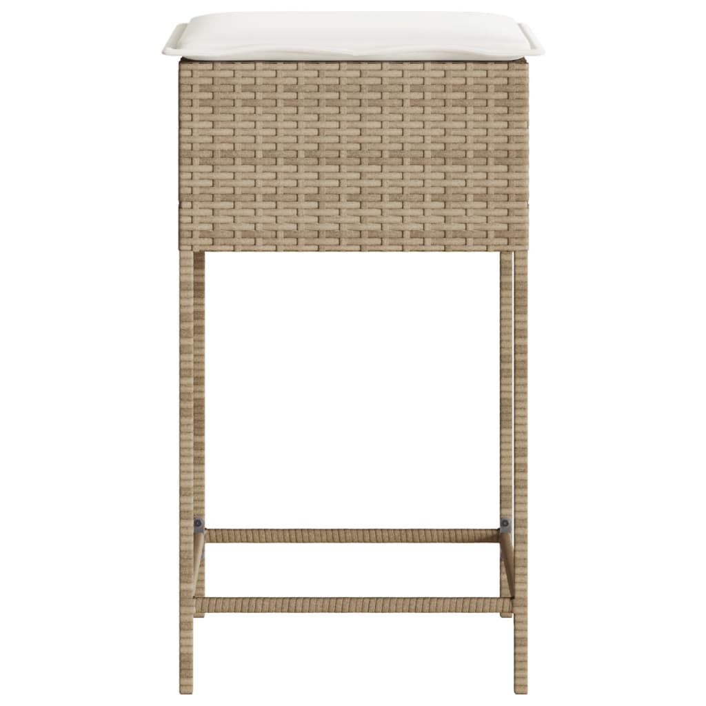 Tuinbarkrukken 2 st met kussens poly rattan beige is nu te koop bij PeponiXL, paradijselijk wonen!