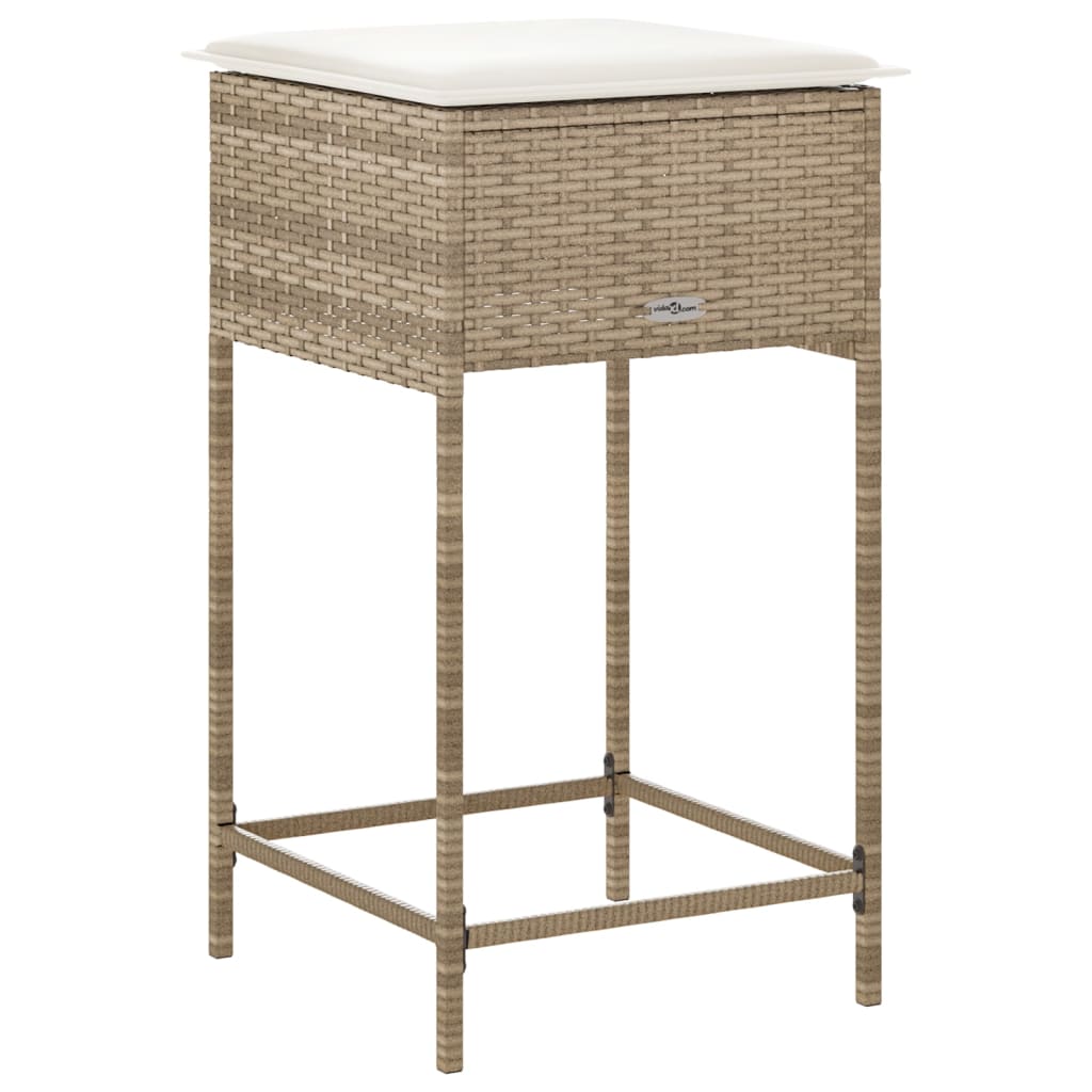 Tuinbarkrukken 2 st met kussens poly rattan beige is nu te koop bij PeponiXL, paradijselijk wonen!
