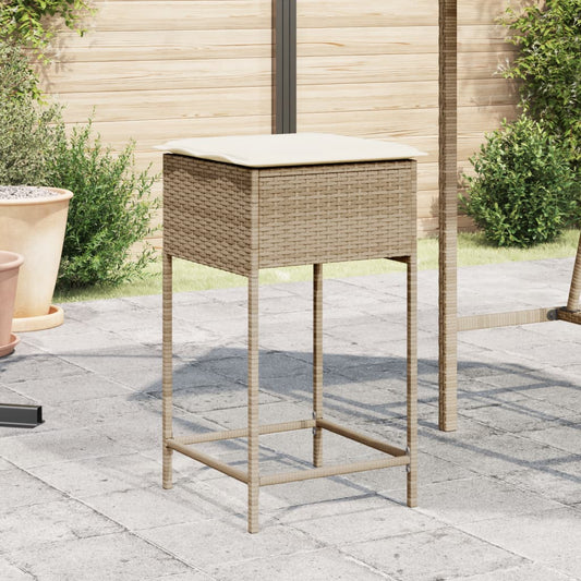 Tuinbarkrukken 2 st met kussens poly rattan beige is nu te koop bij PeponiXL, paradijselijk wonen!
