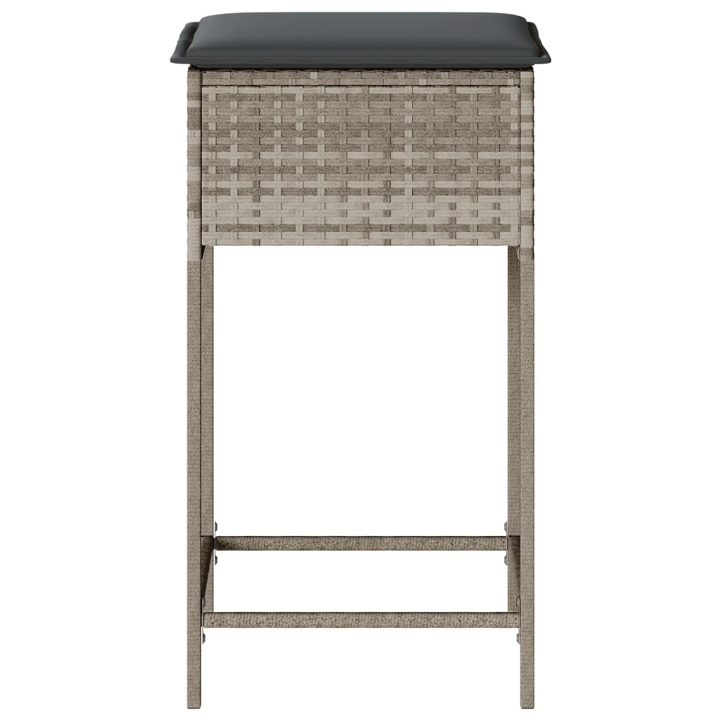 Tuinbarkrukken met kussens 2 st poly rattan lichtgrijs is nu te koop bij PeponiXL, paradijselijk wonen!