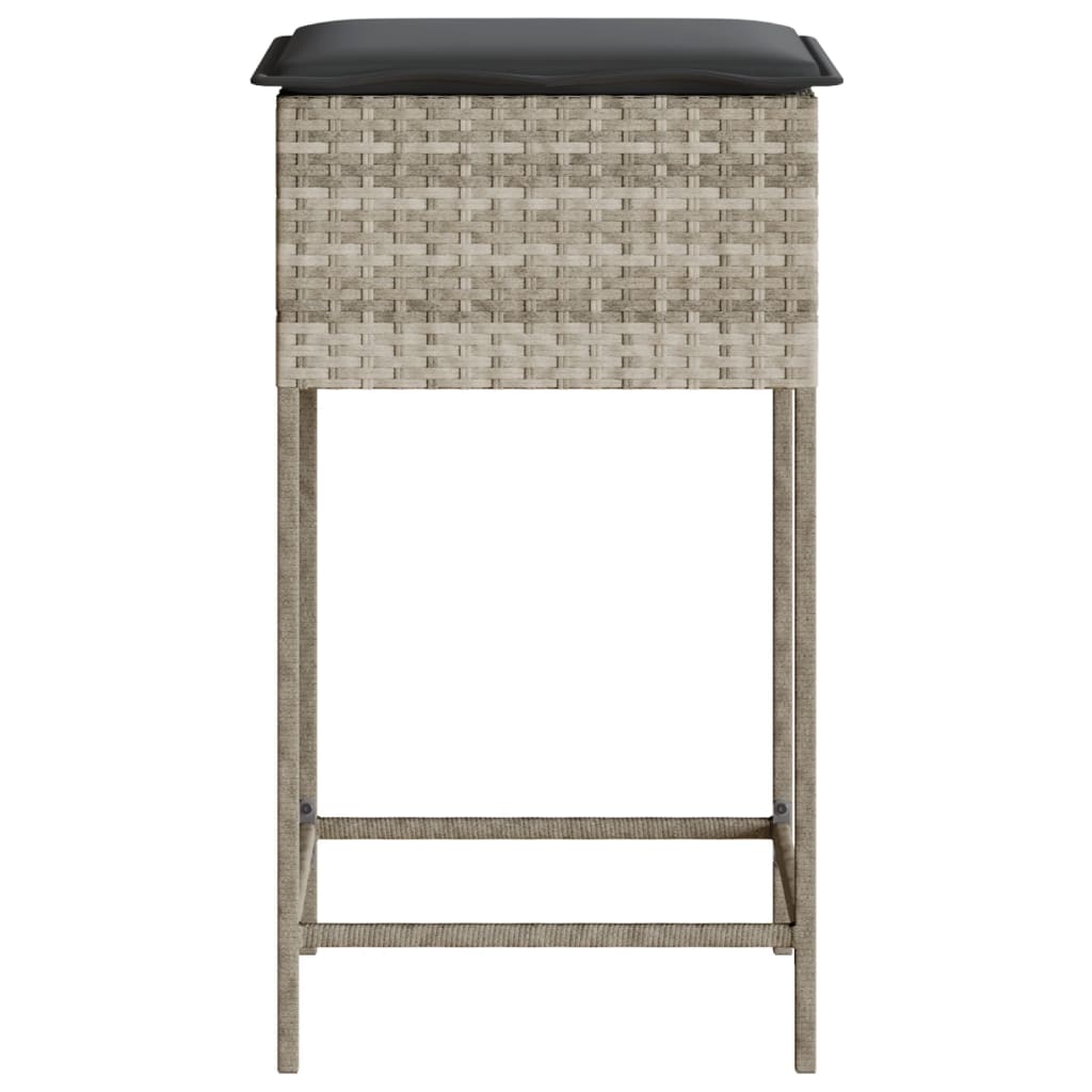 Tuinbarkrukken met kussens 2 st poly rattan lichtgrijs is nu te koop bij PeponiXL, paradijselijk wonen!