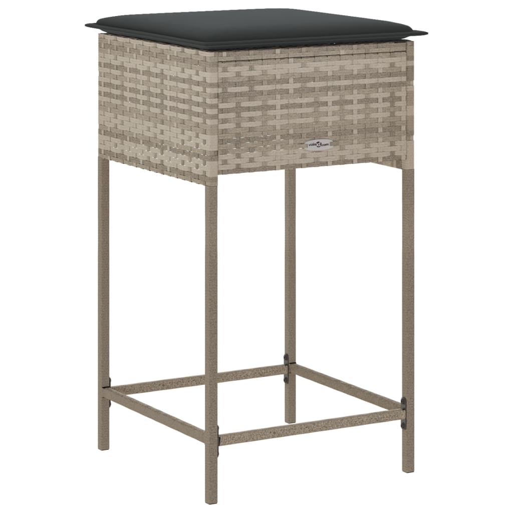 Tuinbarkrukken met kussens 2 st poly rattan lichtgrijs is nu te koop bij PeponiXL, paradijselijk wonen!