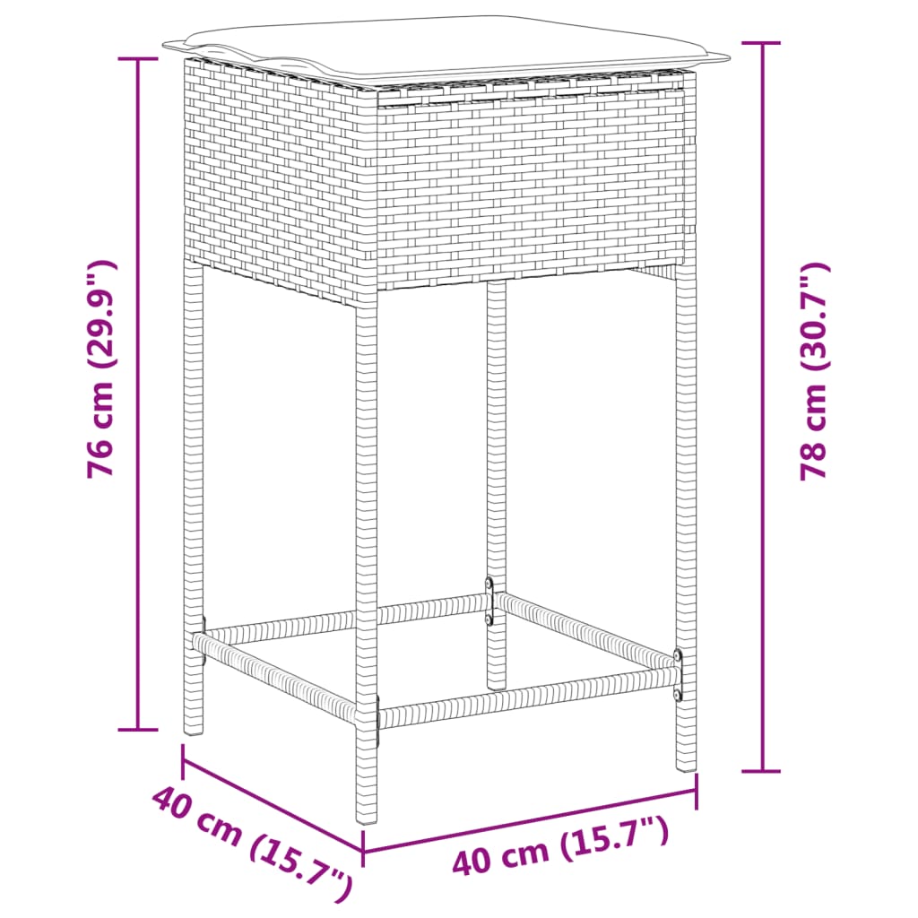 Tuinbarkrukken met kussens 2 st poly rattan lichtgrijs is nu te koop bij PeponiXL, paradijselijk wonen!