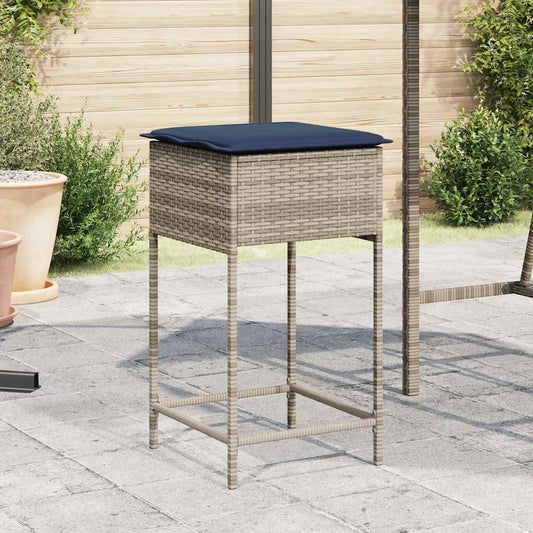 Tuinbarkrukken met kussens 2 stuks grijs polyrotan is nu te koop bij PeponiXL, paradijselijk wonen!