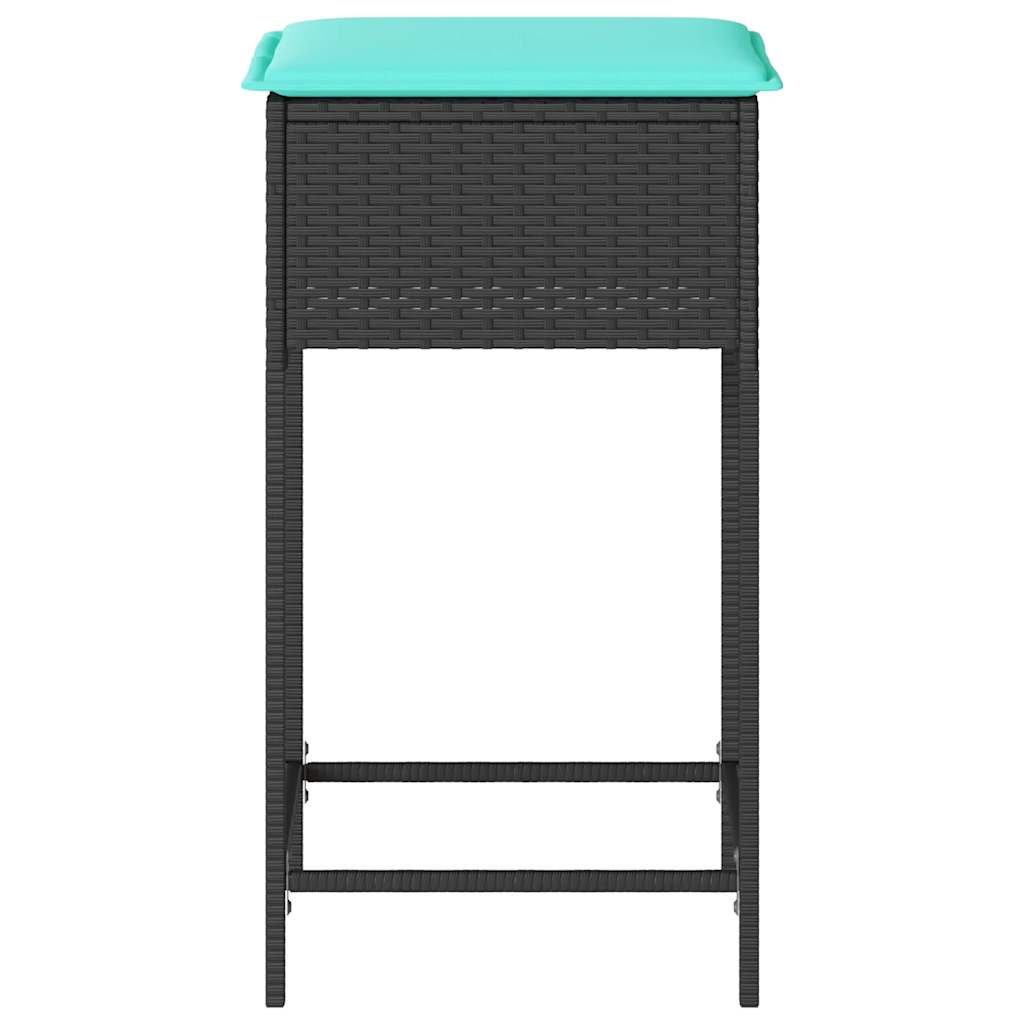 Tuinbarkrukken met kussens 2 stuks zwart polyrotan is nu te koop bij PeponiXL, paradijselijk wonen!