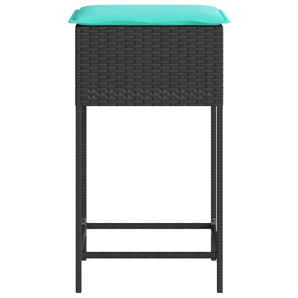 Tuinbarkrukken met kussens 2 stuks zwart polyrotan is nu te koop bij PeponiXL, paradijselijk wonen!