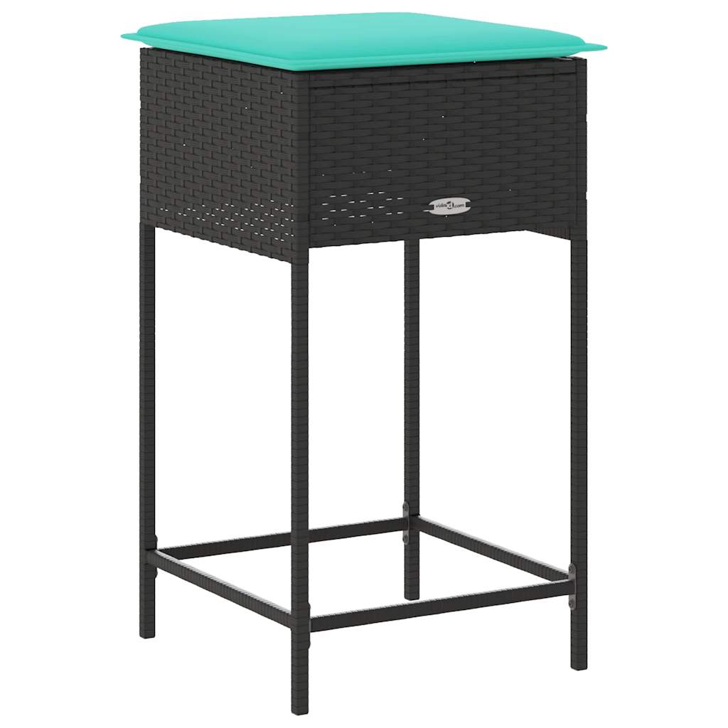 Tuinbarkrukken met kussens 2 stuks zwart polyrotan is nu te koop bij PeponiXL, paradijselijk wonen!