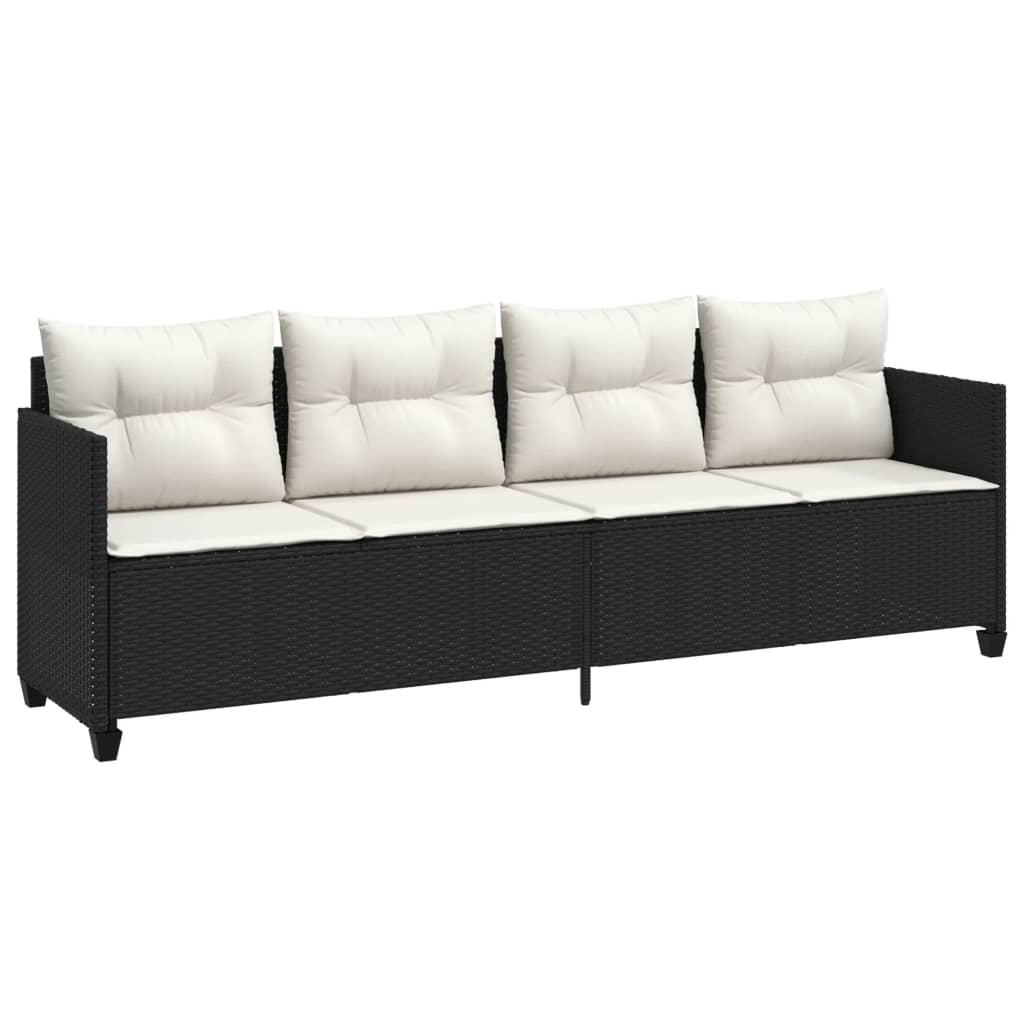Ligbed met kussens poly rattan zwart is nu te koop bij PeponiXL, paradijselijk wonen!