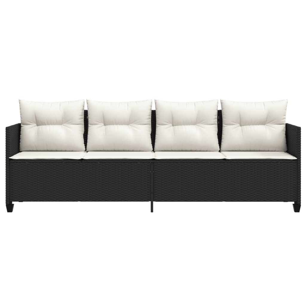 Ligbed met kussens poly rattan zwart is nu te koop bij PeponiXL, paradijselijk wonen!