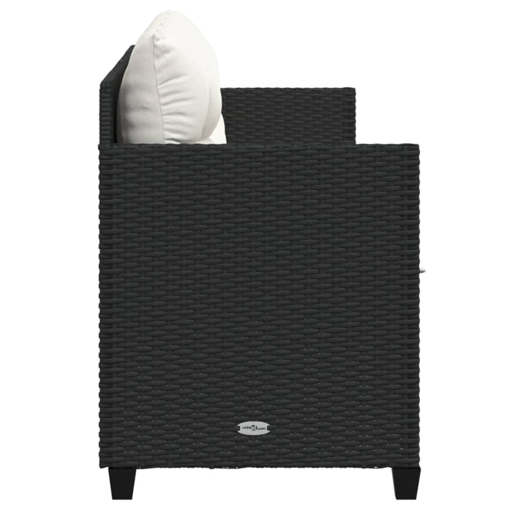 Ligbed met kussens poly rattan zwart is nu te koop bij PeponiXL, paradijselijk wonen!