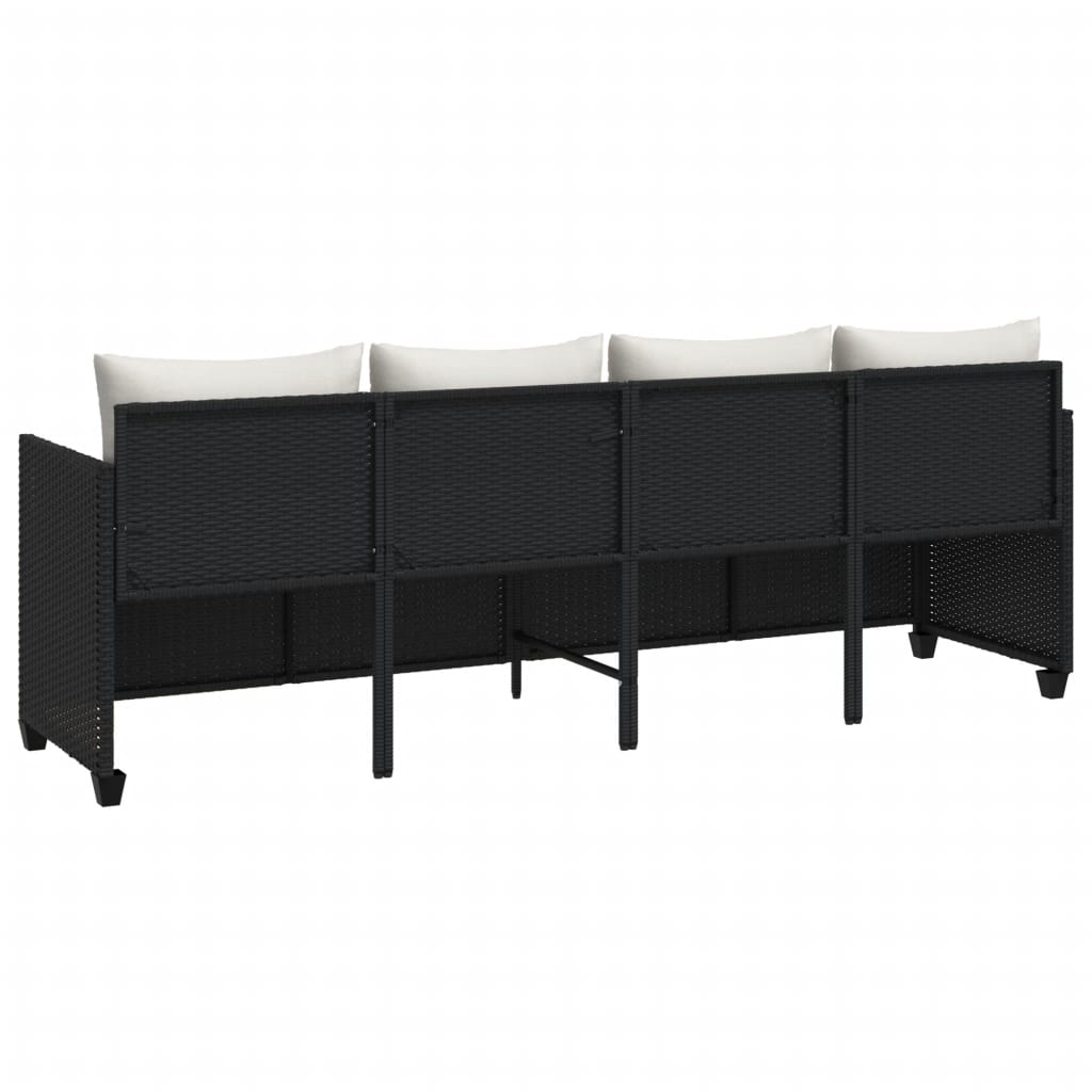 Ligbed met kussens poly rattan zwart is nu te koop bij PeponiXL, paradijselijk wonen!