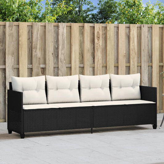 Ligbed met kussens poly rattan zwart is nu te koop bij PeponiXL, paradijselijk wonen!