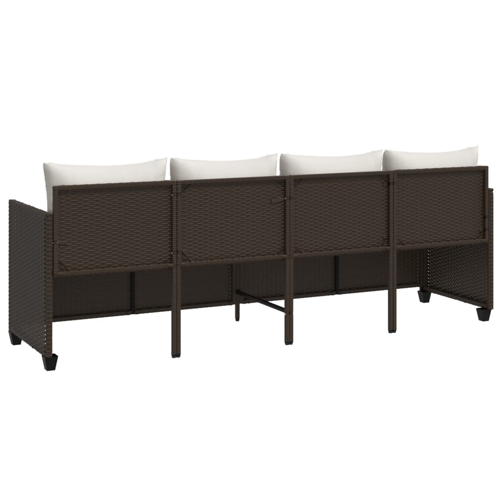 Ligbed met kussens poly rattan bruin is nu te koop bij PeponiXL, paradijselijk wonen!