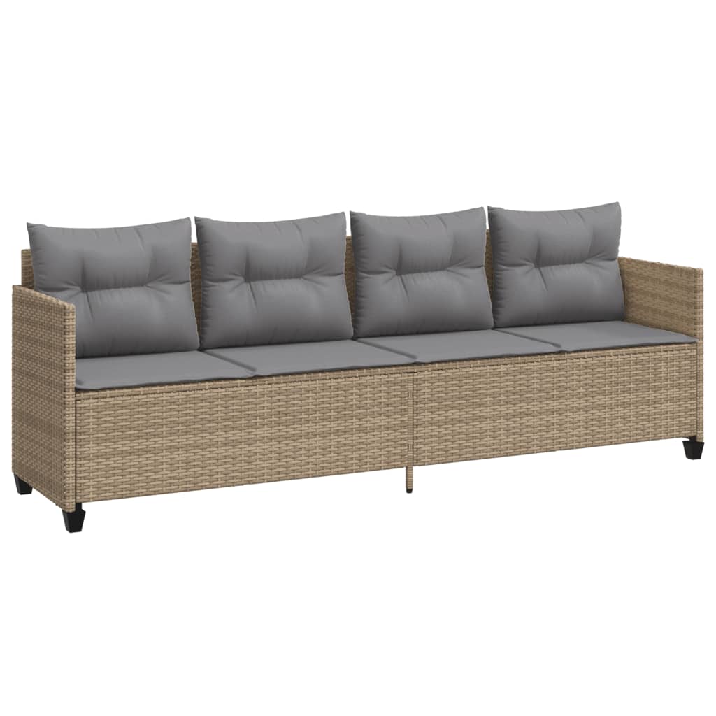 Ligbed met kussens poly rattan beige is nu te koop bij PeponiXL, paradijselijk wonen!