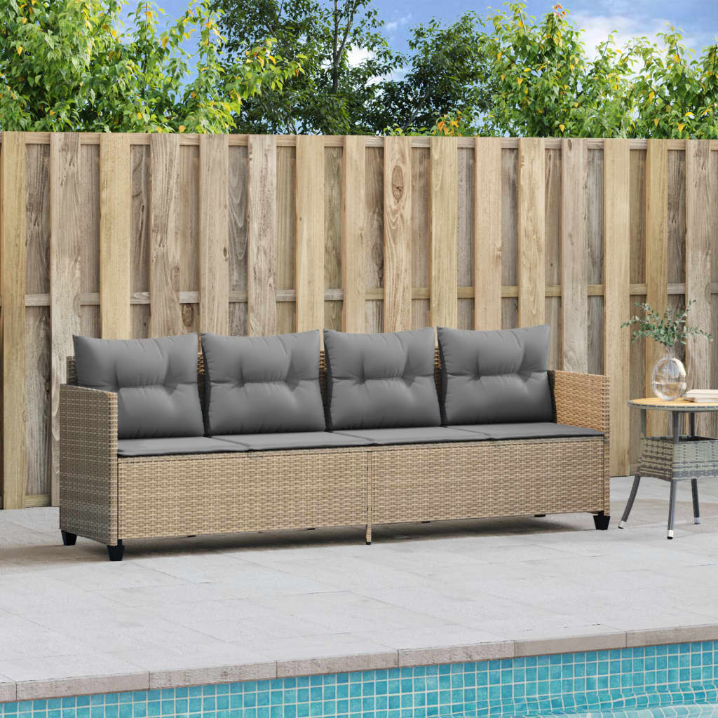 Ligbed met kussens poly rattan beige is nu te koop bij PeponiXL, paradijselijk wonen!