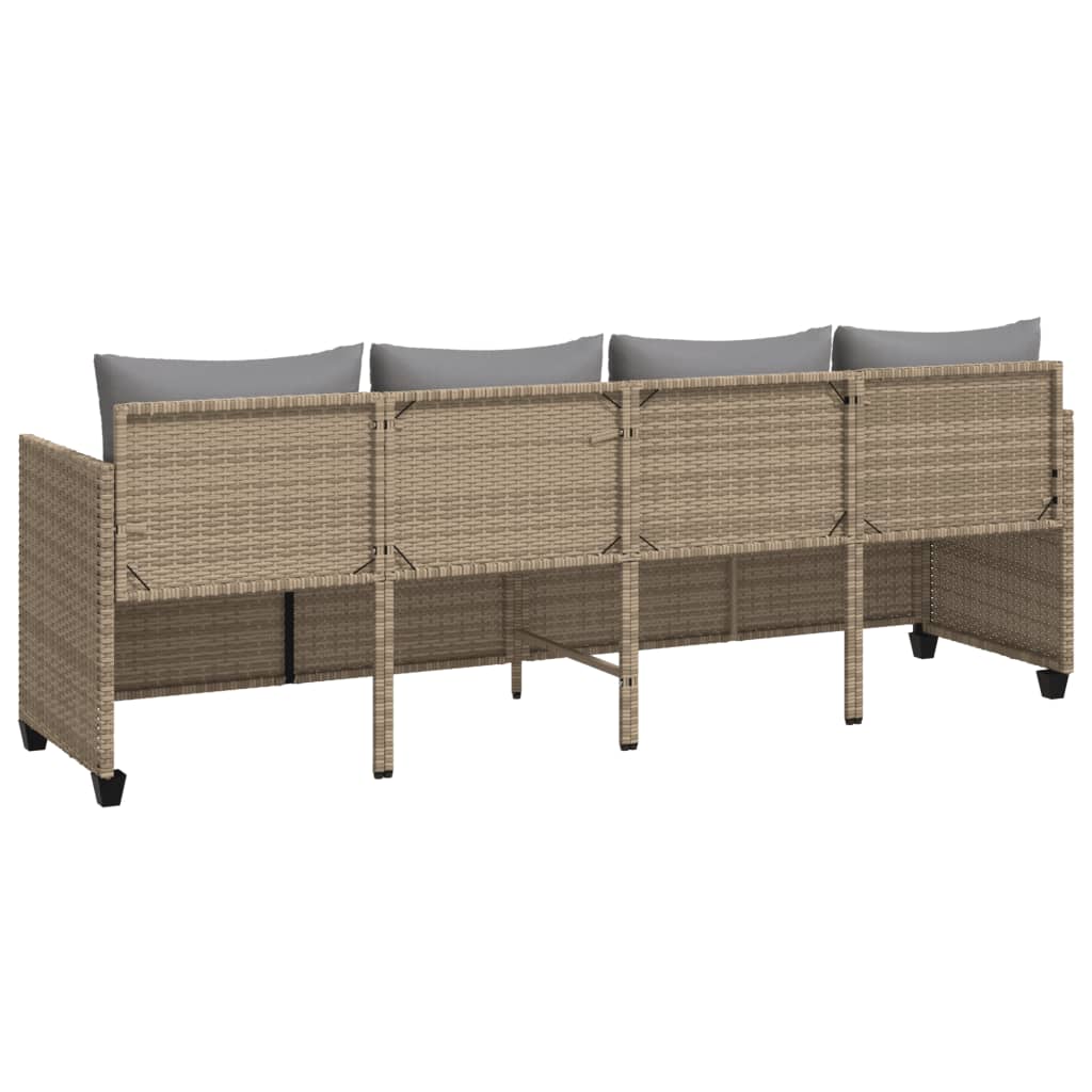 Ligbed met kussens poly rattan beige is nu te koop bij PeponiXL, paradijselijk wonen!