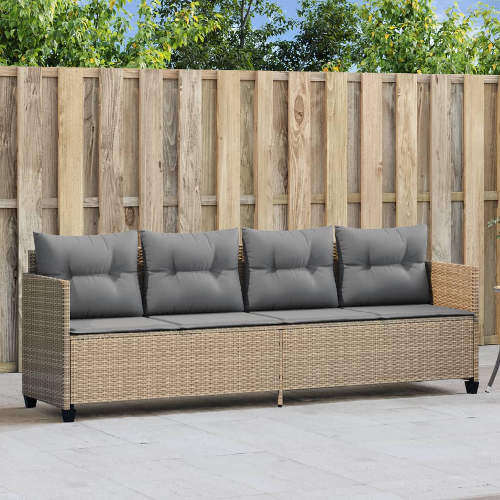 Ligbed met kussens poly rattan beige is nu te koop bij PeponiXL, paradijselijk wonen!