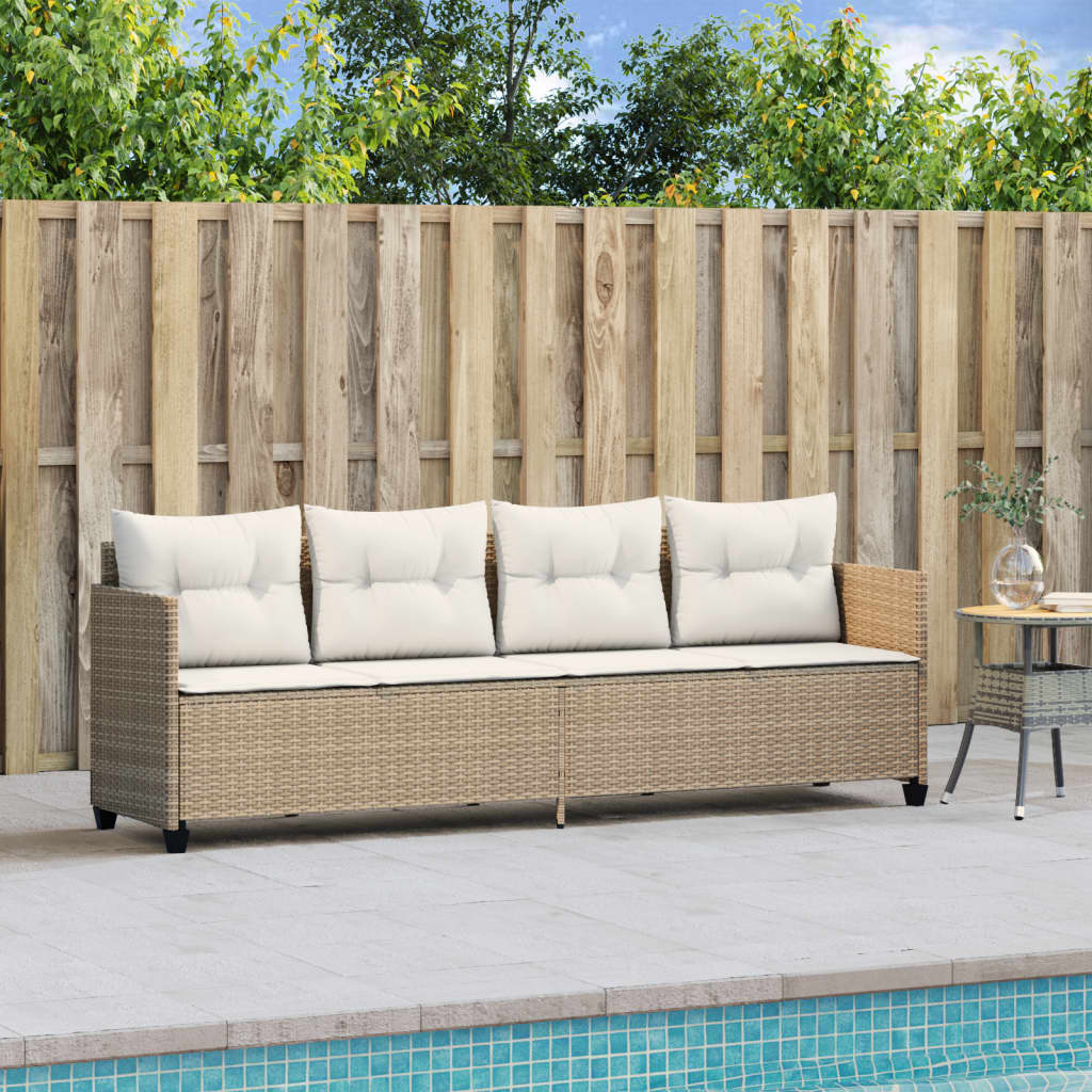 Ligbed met kussens poly rattan beige is nu te koop bij PeponiXL, paradijselijk wonen!