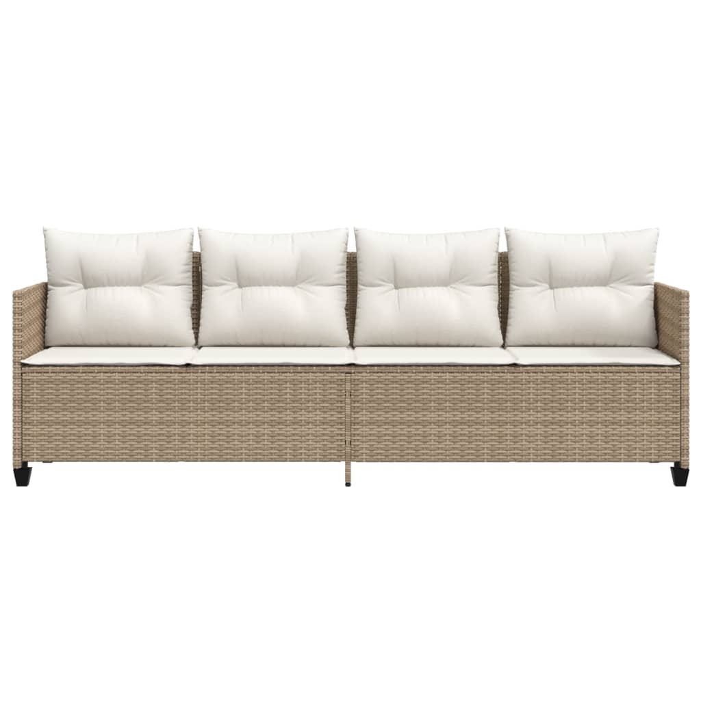 Ligbed met kussens poly rattan beige is nu te koop bij PeponiXL, paradijselijk wonen!