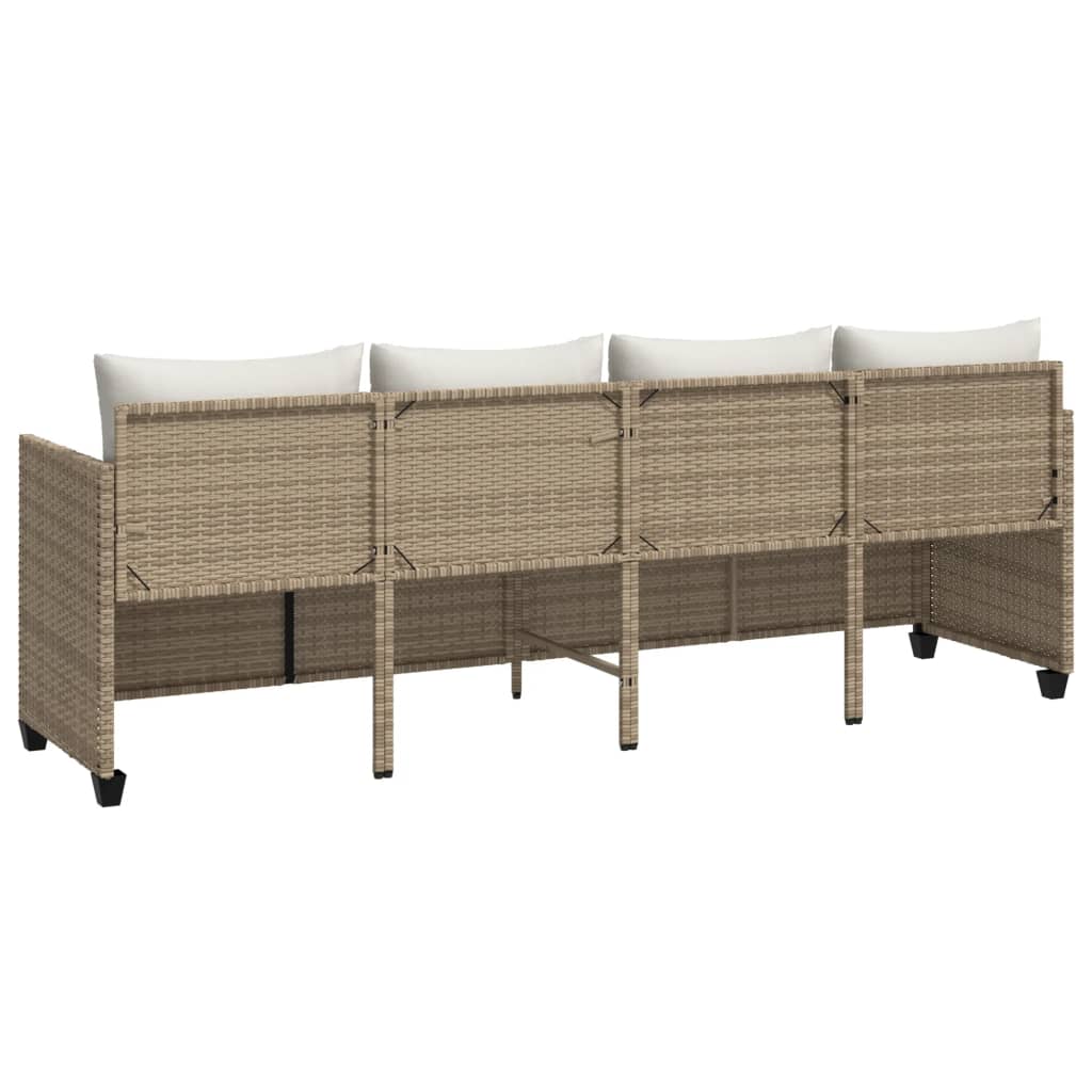 Ligbed met kussens poly rattan beige is nu te koop bij PeponiXL, paradijselijk wonen!