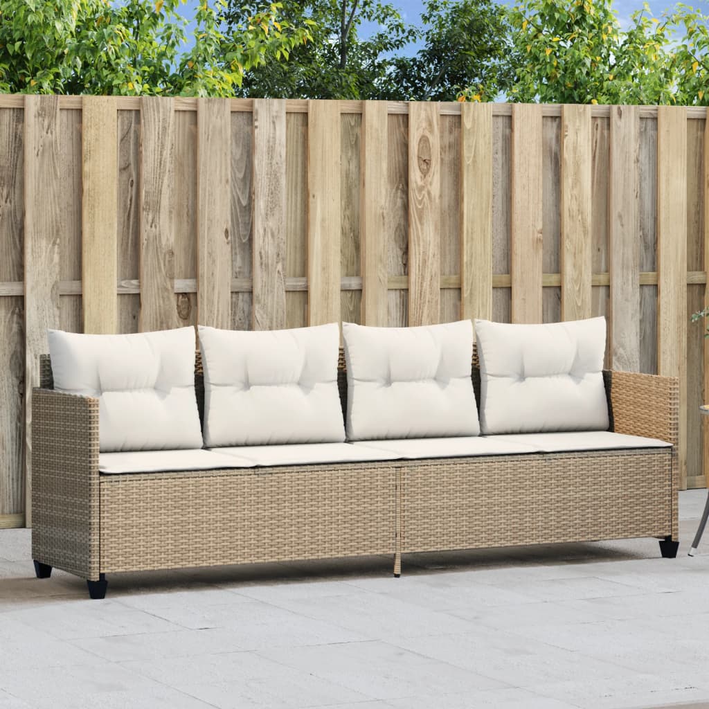 Ligbed met kussens poly rattan beige is nu te koop bij PeponiXL, paradijselijk wonen!