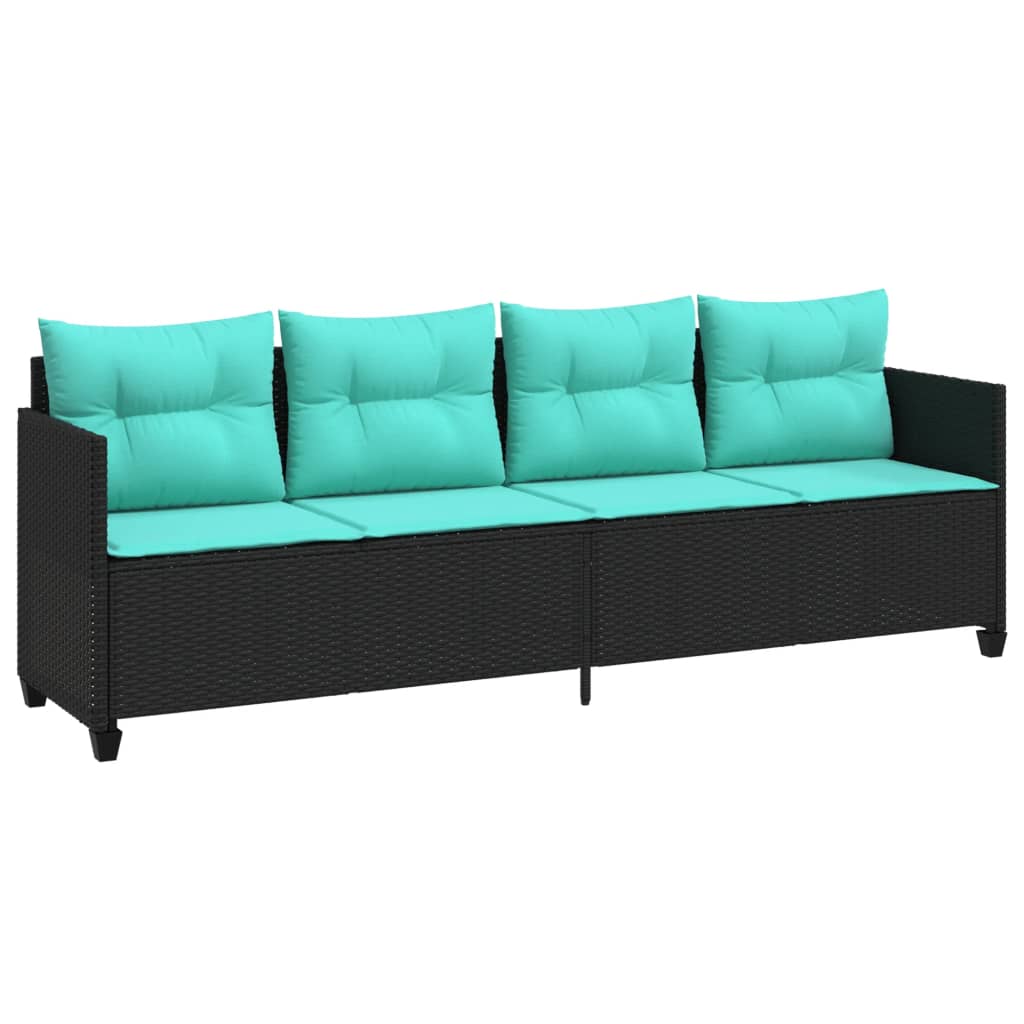 Ligbed met kussens poly rattan zwart is nu te koop bij PeponiXL, paradijselijk wonen!