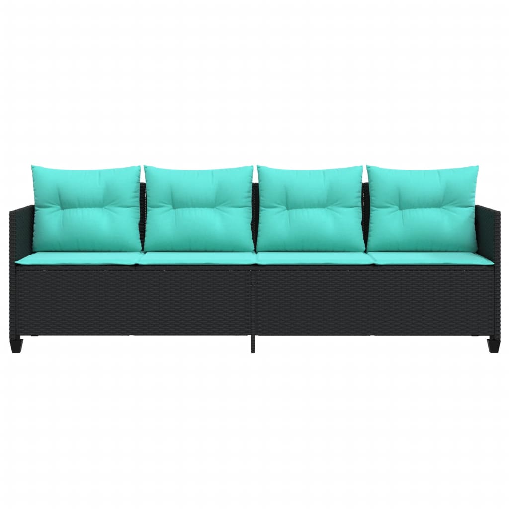 Ligbed met kussens poly rattan zwart is nu te koop bij PeponiXL, paradijselijk wonen!